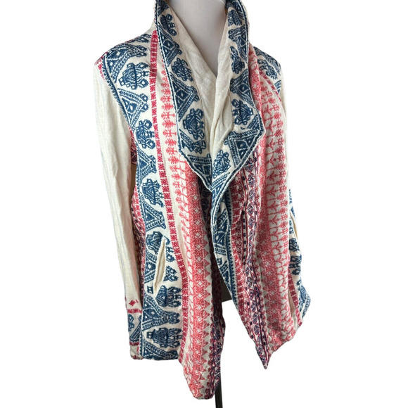 Sundance Shawl Collar Embroidered Cardigan Open Front Drape Women's Size Medium - Picture 8 of 13